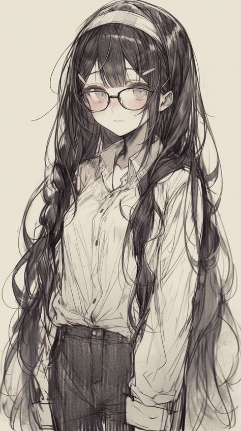 Hair References Drawing, Anime Braids, Anime Ponytail, Girl Hair Drawing, Anime Long Hair, How To Draw Anime, Hair Sketch, Girl With Brown Hair, Draw Anime