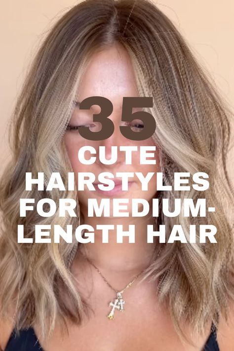 A medium-length wavy hairstyle with blonde balayage highlights, styled for a chic and modern appearance. Medium Blond Hairstyles, Hair Styles For Medium To Long Hair, Trendy Mid Length Hairstyles, Trendy Medium Length Hair Styles, Medium Length Haircut Over 50, Hair Styles For Mid Hair Length, Hairstyles With Highlights, Medium Hair Up, Medium Length Hairstyle