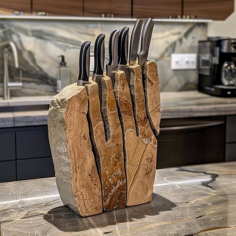 Introducing the “StoneTusk” Knife Block, a captivating blend of natural stone elements, inspired by the raw beauty of earth’s formations. With its unique textures and earthy hues, this functional art piece securely holds your knives while adding rustic charm to your kitchen. Conceptual AI Art Follow @ecosapiens for more! Beauty Of Earth, Earthy Hues, Unique Textures, Raw Beauty, Functional Art, Knife Block, Rustic Charm, Natural Stone, Natural Stones