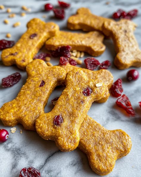 Holiday Pumpkin & Cranberry Bones for Dogs: A Festive and Healthy Treat - mydogrecipe Pumpkin Spice Dog Treats, Pumpkin Cranberry Dog Treats, Cranberry Dog Treats Recipes, Homemade Pumpkin Dog Treats, Cranberry Dog Treats, Bones For Dogs, Dog Pumpkin, Pumpkin Cranberry, Doggie Treats