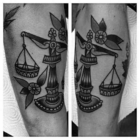 Libra Tattoo American Traditional, Scales Of Justice Tattoo Traditional, American Traditional Scale Tattoo, Traditional Scales Tattoo, Scale Tattoo Traditional, Traditional Scale Tattoo, Scales Of Justice Tattoo, Libra Scale Tattoo, Scales Tattoo