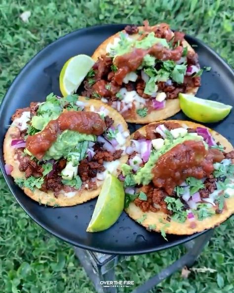 Derek Wolf’s Instagram post: “Epic Chorizo Tacos are my new obsession 🌮 🧀 🔥 . If you are looking for something epic to cook, then these Epic Chorizo Tacos are it. They…” Chorizo Tacos, Guacamole Ingredients, Homemade Guacamole, Summer Grilling Recipes, Campfire Food, Fire Cooking, New Obsession, Smoked Food Recipes, Looking For Something