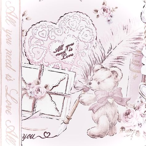 Pink Background, Teddy Bear, Pen, Writing, Flowers, Pink