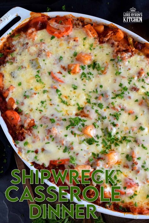 A blast from the past recipe that will fill your belly and comfort all of your food cravings; Shipwreck Casserole Dinner is not only super delicious, but also very easy to prepare, and as an added bonus, it's loaded with veggies too! #casserole #shipwreck #seven #layer #dinner Shipwreck Casserole, Best Hamburger Casserole Recipes, Supper Casseroles, Veggie Casserole Recipes, Super Easy Casseroles, Easy Casserole Dishes, Hamburger Casseroles Recipes, Hamburger Dishes, Veggie Casserole