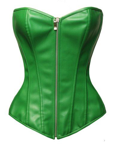 Green Corset, Leather Bustier, Waist Cincher Corset, Steel Boned Corsets, Plus Size Corset, Faux Leather Top, Vintage Corset, Overbust Corset, Leather Corset