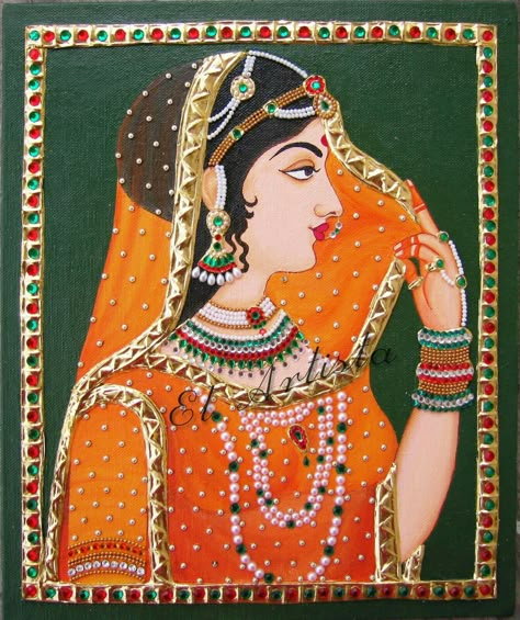 Radha Bani Thani Painting, Rajput Aesthetic, Rajput Painting, Rajasthan Painting, Folk Art Indian, Rajasthani Miniature Paintings, Bani Thani, Mughal Miniature Paintings, Rajasthani Painting