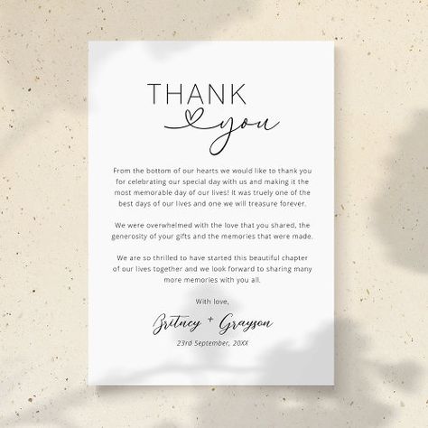 Destination Wedding Thank You Cards, Wedding Thank You Cards Wording Template, Thank You Message For Wedding Guests, Thank You Wedding Cards Messages, Wedding Thank You Messages, Wedding Thank You Cards Wording, Thank You Sponsors, Simple White Background, Thank You Card Wording