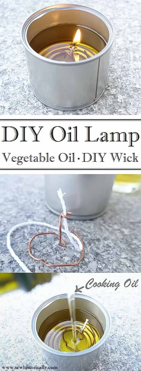 DIY Easy Tin Can Oil Lamp – Tutorial Oil Lamp Diy, Oil Lamp Fuel, Diy Oil Lamp, Diy Candle Wick, Oil Lamp Candle, Emergency Candles, Candles Homemade, Diy Candles Homemade, Eco Friendly Diy