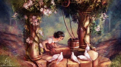 ArtStation - The Wishing Well, Erika Zinser S. Snow White Wallpaper, Disney Movie Scenes, Snow White Disney, Sette Nani, Snow White And The Seven Dwarfs, Disney Artwork, Disney Favorites, Paul Wesley, Old Disney