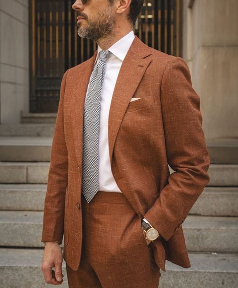 men’s summer casual outfits, men’s summer fashion 2024, classy suits, dapper gentlement Summer Wedding Guest Suit, Terracotta Suit, Mens Wedding Looks, Outfits For Europe, Summer Wedding Suit, Wedding Guest Suit, Unique Mens Wedding Suits, Wedding Guest Suits, Summer Wedding Suits