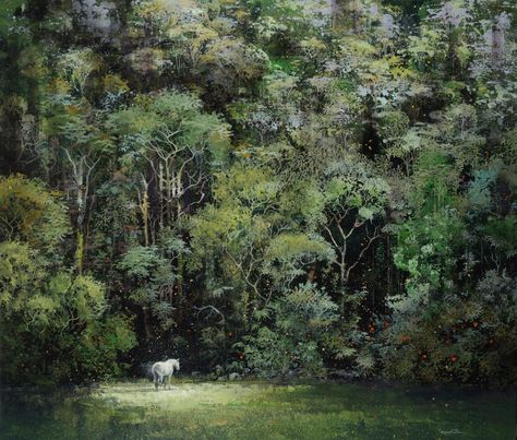 Dreamlike Paintings by Eric Roux-Fontaine Imagine Forests Filled With Domestic Trappings | Colossal French Wall Art, Colossal Art, Purple Trees, Realism Painting, Miami Art, Landscape Illustration, Art Archive, Gorgeous Art, Travel Memories