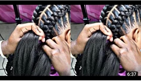 Braids To Ponytail Hairstyles, Simple Fast Braid Hairstyles Black, 4 Part Braid Hairstyles, Easy Hair Braiding Styles, Easy Feed In Braids For Beginners, Fast Box Braids, Quick Braid Styles Black Hair Simple, Two Braids Tutorial Easy, Simple Weaving Hairstyles