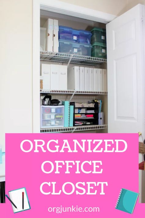 Office Supplies Closet, Cubicle Storage, Closet Office Organization, Organized Office, Organization At Work, Photo Box Storage, Home Office Closet, Office Closet, Work Cubicle