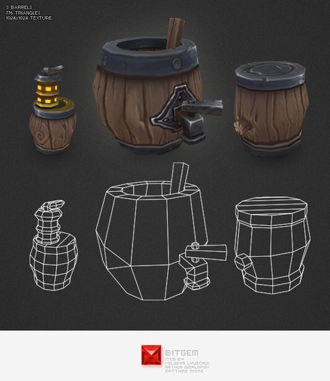 Low Poly Props, Scenery and Landscapes | ThemeForest Wooden Cart, Low Poly Games, Hand Painted Textures, Props Art, Game Props, Low Poly Art, Low Poly Models, 3d Modelle, Low Poly 3d