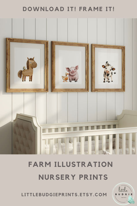 Calling all lovers of adorable farm animals! This is one of my sons favorite set, after all who can resist a cow with a face like that!
Introducing our cute farm animal nursery decor prints that are sure to add some happiness and cuteness overload to your little ones space. This set of 3 prints features a trio of a pig, cow and horse all with their bird friends. These illustrations, designed by us, create a whimsical and clean aesthetic. Baby Farm Animals Nursery, Farm Animal Nursery Decor, Farm Animal Nursery, Bird Nursery, Cow Horse, Nursery Decor Prints, Farm Nursery, Baby Room Art, Animal Nursery Decor