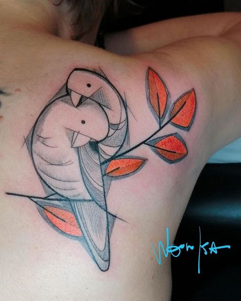 WONKA on Instagram: “Yes, I like birds (Eels) 💚 . . . . @mystery_tattoo_club #birds #tattooparis #paristattoo #paris #love #tendercare #care” Love Birds Illustration, Mystery Tattoo, Parrot Tattoo, Paris Tattoo, Tattoo Watercolor, Bird Tattoos, Birds Art, Incredible Tattoos, Bird Tattoo