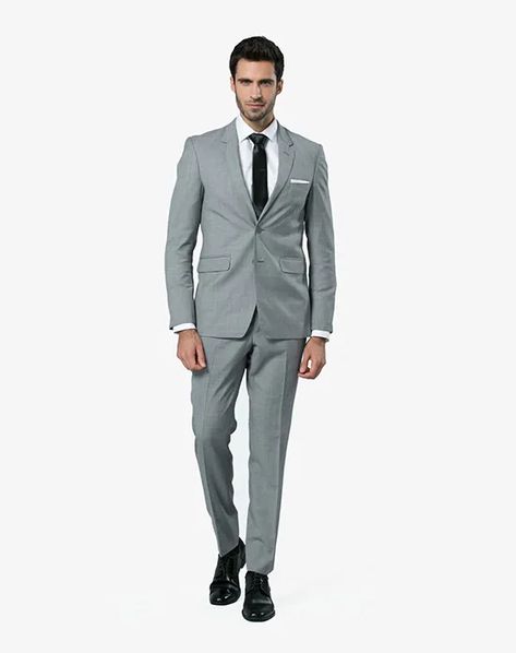 Menguin Gray Suit Wedding Tuxedo | The Knot Gray Suit Wedding, Grooms Men, Grey Suit Wedding, Wedding Tuxedo, Bar Service, Tuxedo Wedding, Bridal Salon, Wedding Rentals, Gray Suit