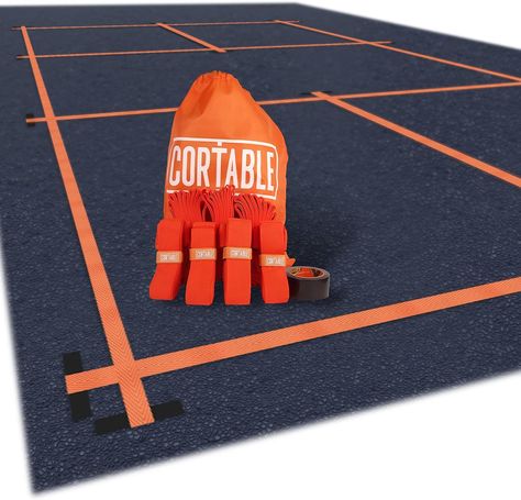 Cortable Temporary Pickleball Court Lines - The Original - Portable Pickleball Court Marking Kit, Lines for Court Outdoor or Indoor, Pickle Ball Court Dimensions, No Measuring Needed, Net Not Included Outdoor Sports Court, One Piece Design, Pickleball Court, Sport Court, Pickle Ball, Backyard Party, Diy Backyard, Pickleball, Pickles