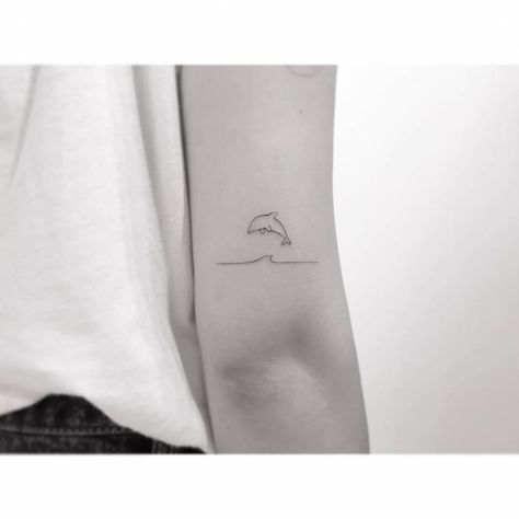 Animals Dolphins, Dolphin Tattoos, Playground Tattoo, Camping Tattoo, Dolphin Tattoo, Dolphins Tattoo, Cute Simple Tattoos, Tattoo Fonts Cursive, Unique Small Tattoo