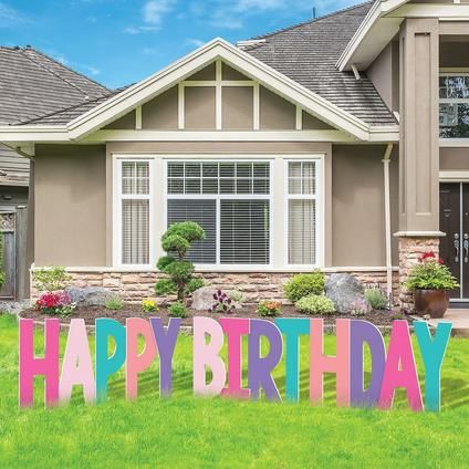 Pink, Blue, & Purple Happy Birthday Corrugated Plastic Yard Sign Phrase Set, 27in Letters, 7pc Purple Happy Birthday, Happy Birthday Yard Signs, Happy Birthday Decor, Birthday Yard Signs, Cute Happy Birthday, Happy Birthday Signs, Diy Balloon Decorations, Party Kits, Kids Party Supplies