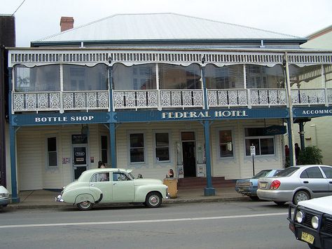 The Federal Hotel Bellingen NSW by Vintage Caravans, via Flickr Heritage Verandah, Extreme Landscapes, Bellingen Nsw, Pub Exterior, Australian Houses, Holden Cars, Country Stores, Beautiful Australia, Hotel Inn