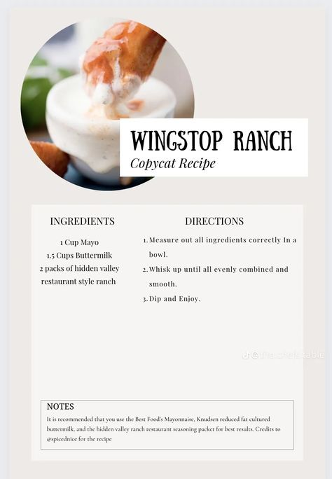 Wingstop Ranch, How To Make Wings, Copy Cat Recipe, Cultured Buttermilk, Ranch Sauce, Hidden Valley Ranch, Special Sauce, Copykat Recipes, Copycat Recipes