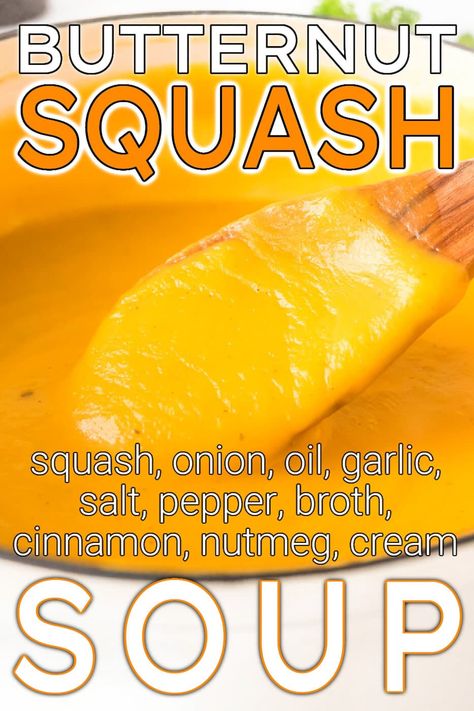 BUTTERNUT SQUASH SOUP Frozen Squash, Freezing Squash, Best Butternut Squash Soup, Creamy Butternut Squash Soup, Frozen Butternut Squash, Butternut Squash Soup Recipe, Creamy Butternut Squash, Butternut Soup, Squash Vegetable