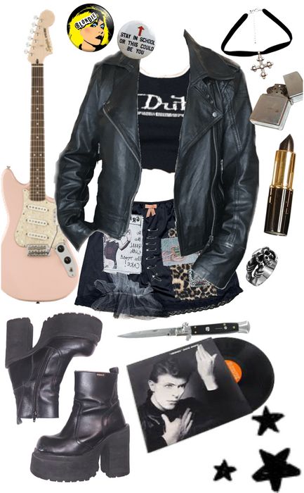 Guitarist Outfit, Rocker Girl Outfits, Dr Aesthetic, Pjo Dr, Rocker Outfit, Rocker Girl, A Punk, Outfit Styles, Stage Outfit