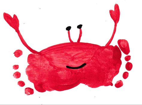 Crab Footprint Craft, Painting Kids Crafts, Infant Crafts, Crab Painting, Footprint Craft, Infant Room, Crab Art, Painting Kids, Footprint Crafts