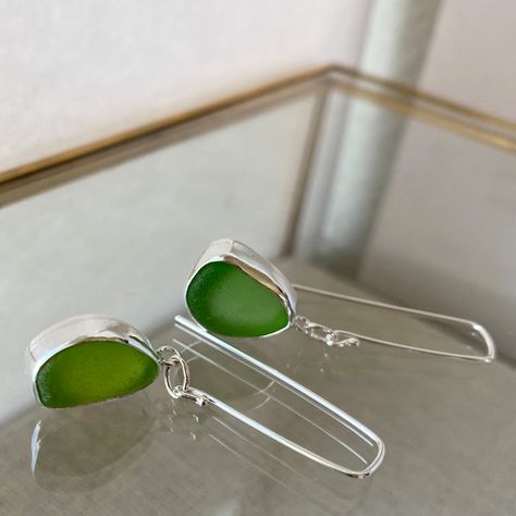 Sea Glass Silver Jewellery, Sea Glass Jewellery Ideas, Sea Glass Jewellery, Earrings Piece, Fish Jewelry Silver, Sea Glass Jewelry Earrings, October Jewelry, Seaglass Jewelry, Sea Glass Ring