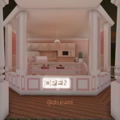 #Bloxburg #Nogamepass #Pink Theme #Roblox #Kawaii #Pink #Bakery Clothes Shop Bloxburg, Cafeteria Bloxburg, Cafe Layouts, Bloxburg Bakery, Town Bloxburg, Cafe Hello Kitty, Codes Wallpaper, Boba Shop, Bloxburg Town