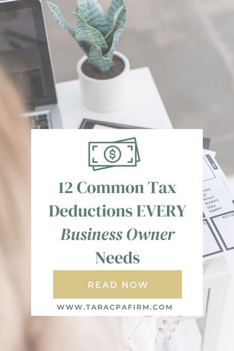 One of the most critical, yet overlooked, aspects of owning a business is the accounting and taxes. I totally get it—it’s seriously the least fun thing to do. No one wants to talk about taxes. I have so many people tell me they’d rather get a root canal at the dentist! But that’s what we’re here for and why we want to share this information with you. As a business owner, you need to know the 12 most common business tax deductions. Small Business Tax Deductions, Owning A Business, Business Tax Deductions, Small Business Tax, Tax Prep, Tax Advisor, Monthly Expenses, The Dentist, Business Tax