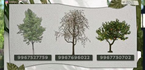 Decal Tree Bloxburg, Fall Decals Bloxburg Plants, Bloxburg Realistic Tree Decal Codes, Bloxburg Tree Decals Codes, Fall Plant Decals Bloxburg, Tree Codes Bloxburg, Tree Decal Codes Bloxburg, Bloxburg Garden Decals, Tree Decals Bloxburg