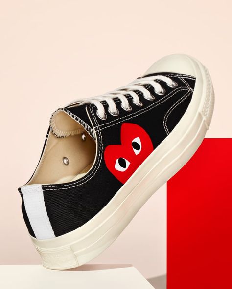 Converse Converse x PLAY Comme des Garçons Chuck 70 Unisex Shoe. Converse.com Converse X Comme Des Garcons, Converse Play, Shoe Converse, Cdg Play, Whimsical Heart, Comme Des Garcons Play, Chuck 70, Unisex Shoes, Chuck Taylor Sneakers