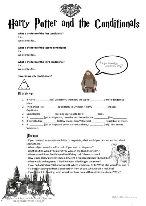 Harry Potter English Lesson, Clauses Worksheet, Harry Potter English, Focus Activities, Harry Potter Activities, Harry Potter Stories, English Exercises, English Test, English Language Teaching