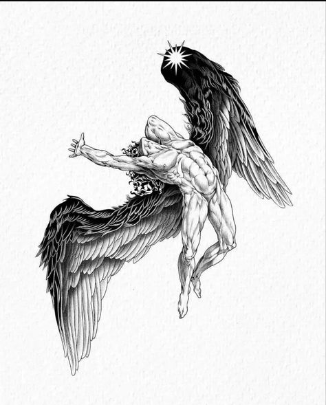 Led Zeppelin Tattoo, Icarus Tattoo, Wing Tattoos, Greek Mythology Tattoos, Angel Tattoo Designs, Mythology Tattoos, Greek Tattoos, World Tattoo, Tattoo Art Drawings