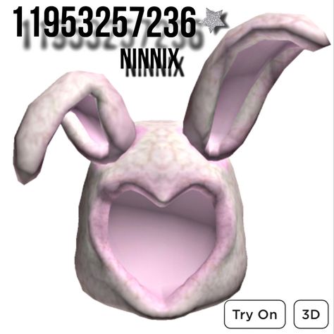 Hat Roblox Code, White Fluffy Hat, Roblox Hats, Bunny Fluffy, Fluffy Hat, Roblox Code, Hood Hat, Black Hair Roblox, Aesthetic Roblox Royale High Outfits