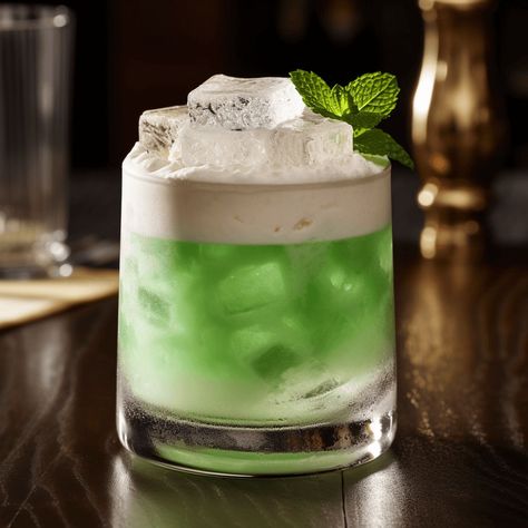 The Shamrock Sour is a well-balanced cocktail with a slightly sweet, sour, and refreshing taste. The whiskey provides a warm, smooth base, while the lemon juice and lime juice add a tangy, citrusy kick. The green crème de menthe gives the drink a subtle minty flavor and a vibrant green color. Green Colored Drinks, Creme De Menthe Drinks, Mint Cocktails, White Drinks, Mint Extract, Sour Cocktail, Green Cocktail, Green Drinks, Sour Taste