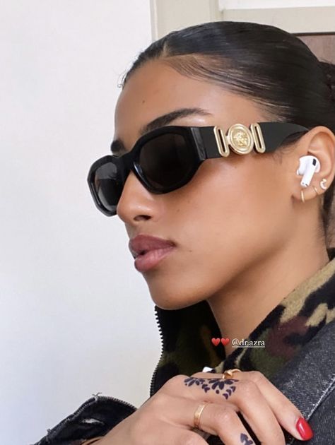 Stylish Sunglasses Women, Versace Shades, Imaan Hammam, Fancy Glasses, Sunglasses Outfit, Trendy Glasses, Versace Glasses, Sunglasses Women Fashion, Shades For Women