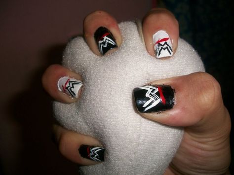 WWE nails! Wwe Nails Designs, Wwe Nails, Diy Wwe, Custom Sneakers Diy, Makeup Nails Art, Wow Nails, Nice Nails, Hot Makeup, Pretty Nail Art Designs