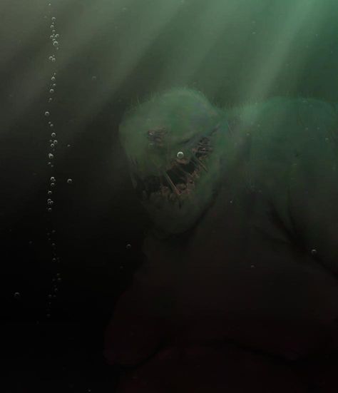 Underwater swamp monster : thalassophobia Ocean Monsters, Scary Ocean, Swamp Monster, Dnd World Map, Funny One Liners, Under The Ocean, Underwater Art, Under Water, Scary Art