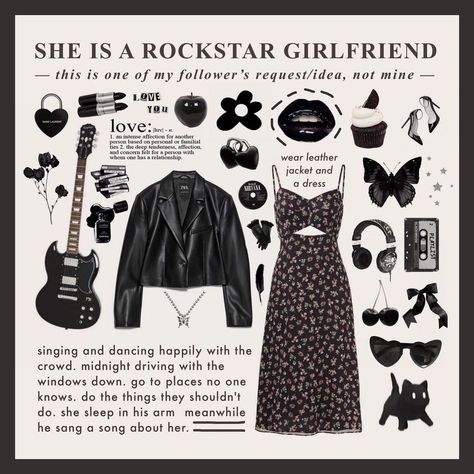 Rockstar’s Girlfriend 80s Rock Style, Rockstar Aesthetic Outfits, Destroy Boys, Goth Academia, Road Trip Bag, Rockstar Girlfriend, Rockstar Gf, Rockstar Aesthetic, Rock Aesthetic