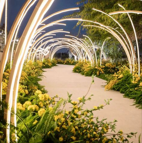 Garden Lighting Design, Landscape Lighting Design, Wedding Decor Style, Landscape Architecture Design, Wedding Stage Decorations, Parking Design, Entrance Decor, Alam Yang Indah, Landscape Lighting