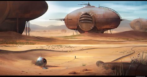 ArtStation - Desert Planet, jonathan dufresne Concept Art Desert, Concept Art Landscape, Desert Landscape Art, Desert Planet, Sci Fi Environment, Fun Deserts, Image Painting, Desert Art, Environment Concept Art