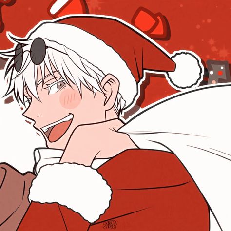 Credits: @vutgtidybi on Twitter. Jjk Xmas Matching Pfp, Satosugu Matching Icons Christmas, Matching Icons Anime Couple Christmas, Gojo Christmas Fanart, Yuji And Gojo Matching Icon, Christmas Satosugu, Gojo And Itadori Matching Icon, Matching Cristhmas Pfp, Jujutsu Kaisen Christmas Pfp