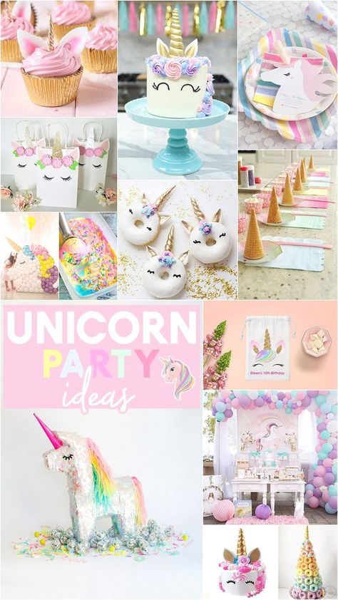 Unicorn Party Ideas Pastel Unicorn Cupcakes, Diy Birthday Party Decorations, Unicorn Party Ideas, Unicorn Pool Party, Unicorn Ideas, Unicorn Party Food, Themed Party Ideas, Unicorn Desserts, Unicorn Birthday Party Decorations