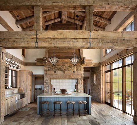 Pearson Design Group, Modern Wooden House, Silo House, Wooden House Design, Cabin Living Room, Barn Living, Loft Kitchen, Mountain Style, Big Sky Country