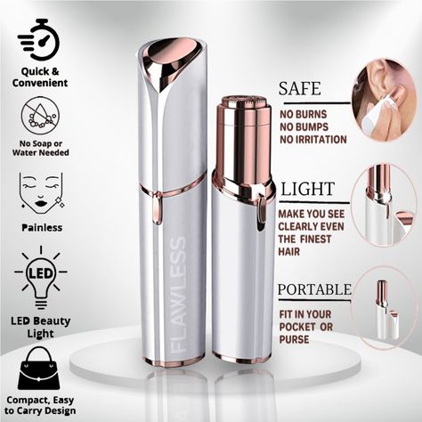 Finishing Touch Flawless Facial Hair Remover for Women, Electric Face Razor for Women with LED Light for Instant and Painless Hair Removal #facialhairremover #hairremover #beautycare #skincare #beauty #women #flawless #finishingtouch Facial Hair Remover For Women, Electric Hair Remover, Finishing Touch Flawless Hair Remover, Face Razor For Women, Flawless Hair Remover, Hair Removal Razor, Flawless Facial Hair Remover, Facial Hair Removal For Women, Face Razor