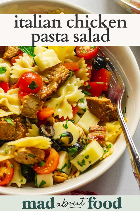 Chicken Salad With Pasta, Pasta With Italian Dressing, Italian Chicken Pasta Salad, Italian Chicken Salad, Cold Chicken Pasta Salad, Chicken Bowtie Pasta, Easy Homemade Italian Dressing, Salad With Pasta, Italian Dressing Pasta Salad