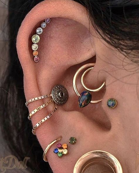 Cuff Piercing, Ear Peircings, Curated Ear, Cool Ear Piercings, Pretty Ear Piercings, Cool Piercings, Cute Ear Piercings, Indie Jewelry, Jewelry Tattoo